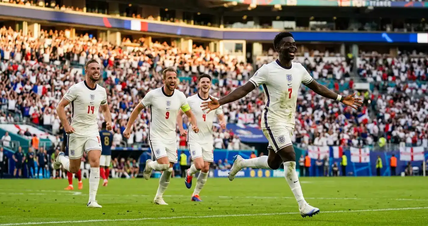 Bukayo Saka oslavuje hetrik v zápase o bronz na MS 2026