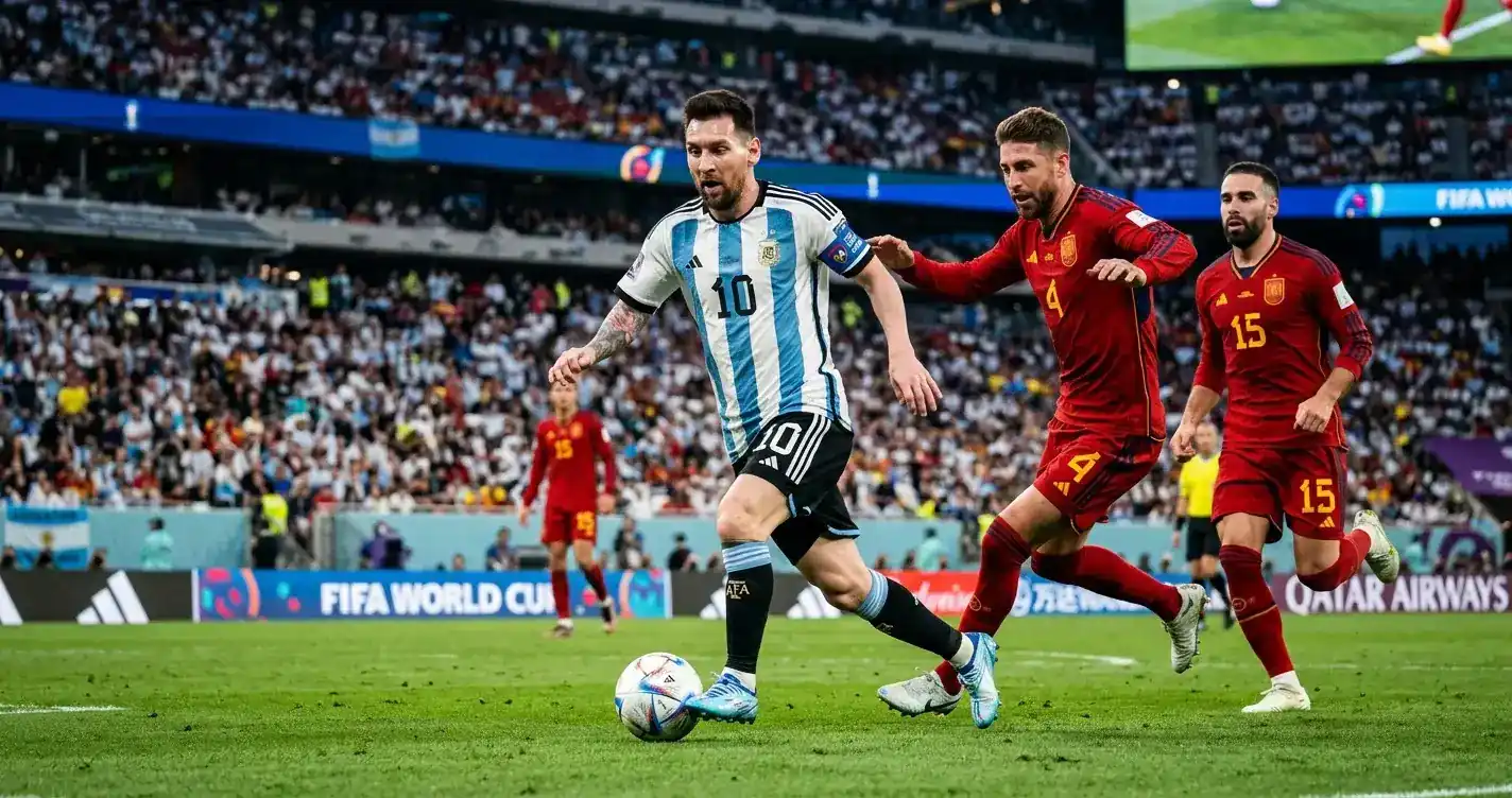 Messi v akcii počas finále MS 2026 proti Španielsku